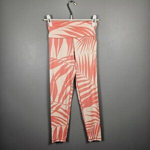 Aerie Chill Play Move Coral Tropical Palm Print Athletic Leggings Womens Small